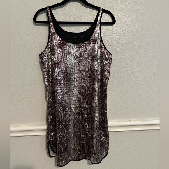 Zara Woman snakeskin sequin lined tank dress size Small - Picture 1 of 6